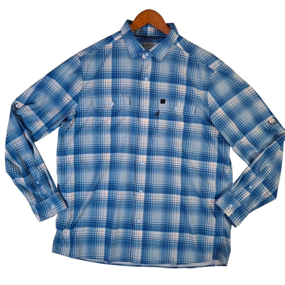 Vineyard Vines On The Go Performance Shirt Men's L Blue Plaid Brrr Button Down - Picture 1 of 9